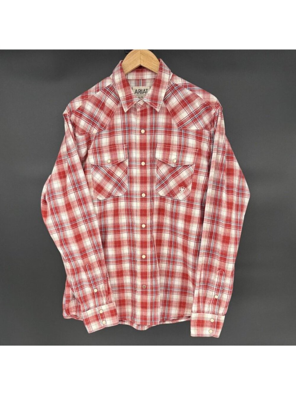 Ariat Alameda Retro Snap Long Sleeve Shirt Mens L Red Plaid Pearl Snap Western